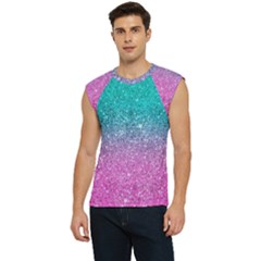 Pink And Turquoise Glitter Men s Raglan Cap Sleeve Tee by Wav3s