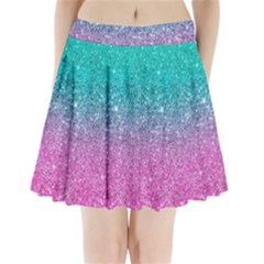 Pink And Turquoise Glitter Pleated Mini Skirt by Wav3s