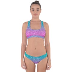 Pink And Turquoise Glitter Cross Back Hipster Bikini Set by Wav3s