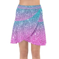 Pink And Turquoise Glitter Wrap Front Skirt by Wav3s