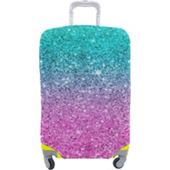 Pink And Turquoise Glitter Luggage Cover (large) by Wav3s
