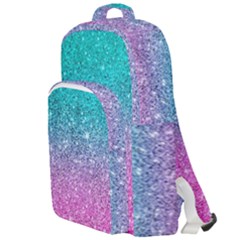 Pink And Turquoise Glitter Double Compartment Backpack by Wav3s