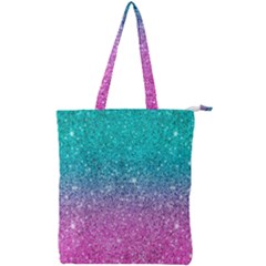 Pink And Turquoise Glitter Double Zip Up Tote Bag