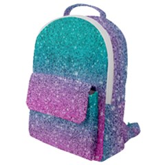 Pink And Turquoise Glitter Flap Pocket Backpack (small) by Wav3s