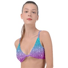 Pink And Turquoise Glitter Knot Up Bikini Top by Wav3s