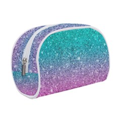 Pink And Turquoise Glitter Make Up Case (small) by Wav3s