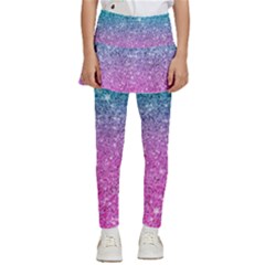 Pink And Turquoise Glitter Kids  Skirted Pants by Wav3s