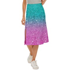 Pink And Turquoise Glitter Midi Panel Skirt by Wav3s