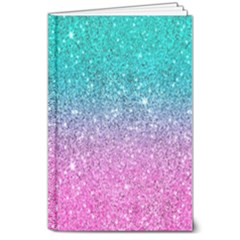 Pink And Turquoise Glitter 8  X 10  Hardcover Notebook by Wav3s