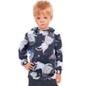 Space Cat Illustration Pattern Astronaut Kids  Hooded Pullover View1