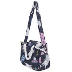 Space Cat Illustration Pattern Astronaut Rope Handles Shoulder Strap Bag by Wav3s