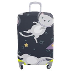 Space Cat Illustration Pattern Astronaut Luggage Cover (medium) by Wav3s