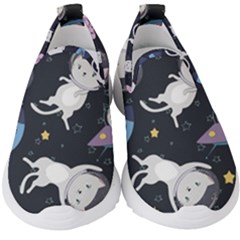 Space Cat Illustration Pattern Astronaut Kids  Slip On Sneakers by Wav3s
