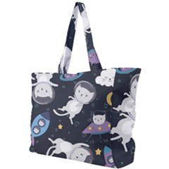 Space Cat Illustration Pattern Astronaut Simple Shoulder Bag by Wav3s