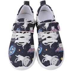 Space Cat Illustration Pattern Astronaut Women s Velcro Strap Shoes by Wav3s