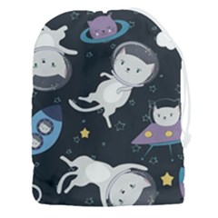 Space Cat Illustration Pattern Astronaut Drawstring Pouch (3xl) by Wav3s