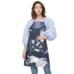 Space Cat Illustration Pattern Astronaut Pocket Apron by Wav3s