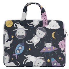 Space Cat Illustration Pattern Astronaut Macbook Pro 16  Double Pocket Laptop Bag 
