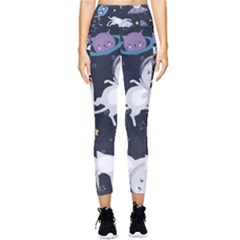 Space Cat Illustration Pattern Astronaut Pocket Leggings 