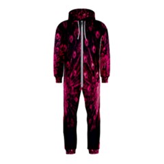 Peacock Pink Black Feather Abstract Hooded Jumpsuit (kids) by Wav3s