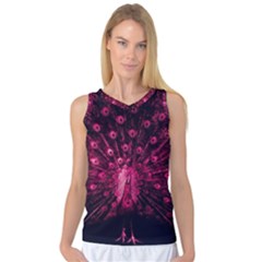 Peacock Pink Black Feather Abstract Women s Basketball Tank Top by Wav3s