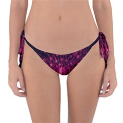 Peacock Pink Black Feather Abstract Reversible Bikini Bottoms by Wav3s