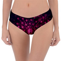 Peacock Pink Black Feather Abstract Reversible Classic Bikini Bottoms by Wav3s