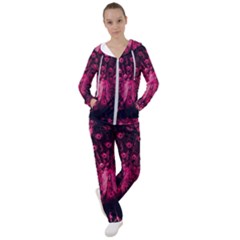 Peacock Pink Black Feather Abstract Women s Tracksuit by Wav3s