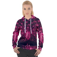 Peacock Pink Black Feather Abstract Women s Overhead Hoodie by Wav3s