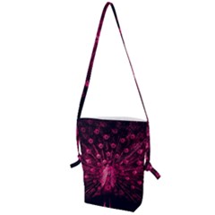 Peacock Pink Black Feather Abstract Folding Shoulder Bag by Wav3s