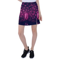Peacock Pink Black Feather Abstract Tennis Skirt by Wav3s