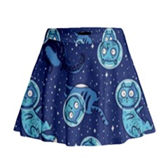 Cat Spacesuit Space Suit Astronaut Pattern Mini Flare Skirt by Wav3s