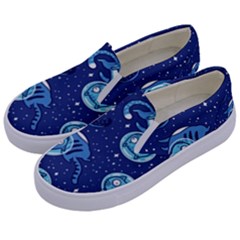 Cat Spacesuit Space Suit Astronaut Pattern Kids  Canvas Slip Ons by Wav3s