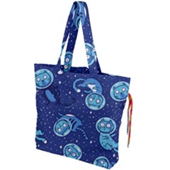 Cat Spacesuit Space Suit Astronaut Pattern Drawstring Tote Bag by Wav3s