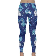 Cat Spacesuit Space Suit Astronaut Pattern Lightweight Velour Classic Yoga Leggings by Wav3s