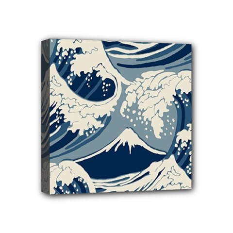 Japanese Wave Pattern Mini Canvas 4  x 4  (Stretched)