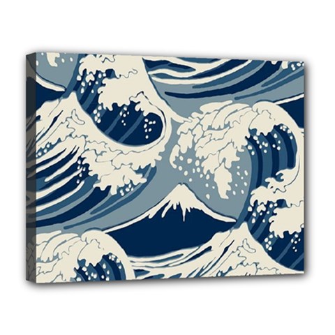Japanese Wave Pattern Canvas 14  x 11  (Stretched)