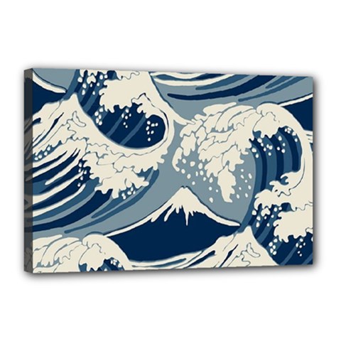 Japanese Wave Pattern Canvas 18  x 12  (Stretched)