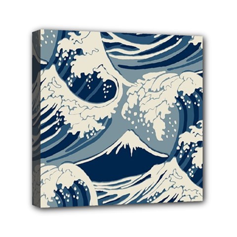 Japanese Wave Pattern Mini Canvas 6  X 6  (stretched) by Wav3s
