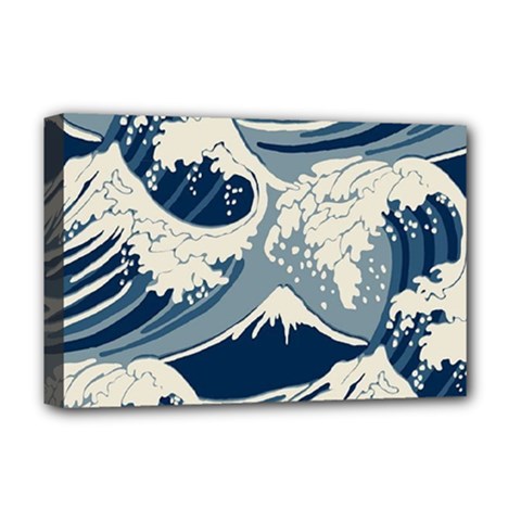 Japanese Wave Pattern Deluxe Canvas 18  x 12  (Stretched)