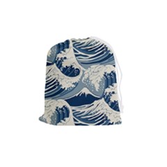 Japanese Wave Pattern Drawstring Pouch (Medium)