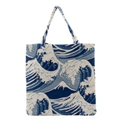 Japanese Wave Pattern Grocery Tote Bag