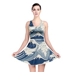 Japanese Wave Pattern Reversible Skater Dress