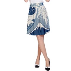 Japanese Wave Pattern A-line Skirt by Wav3s