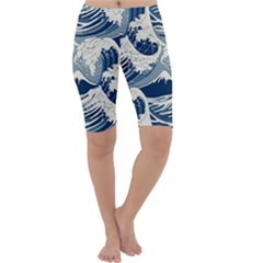 Japanese Wave Pattern Cropped Leggings 