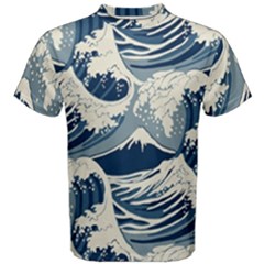 Japanese Wave Pattern Men s Cotton Tee by Wav3s