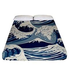 Japanese Wave Pattern Fitted Sheet (California King Size)