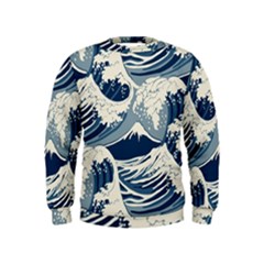 Japanese Wave Pattern Kids  Sweatshirt