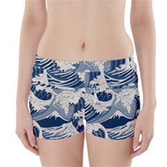 Japanese Wave Pattern Boyleg Bikini Wrap Bottoms