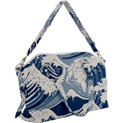 Japanese Wave Pattern Canvas Crossbody Bag by Wav3s